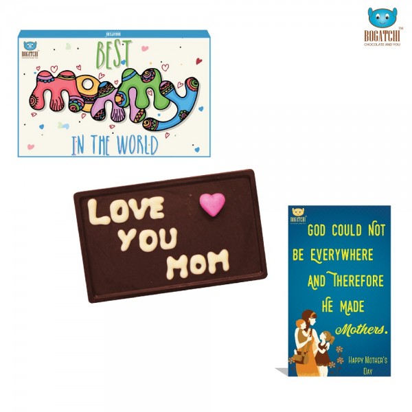 LOVE YOU MOM - HANDWRITTEN DARK CHOCOLATE BAR, 80G